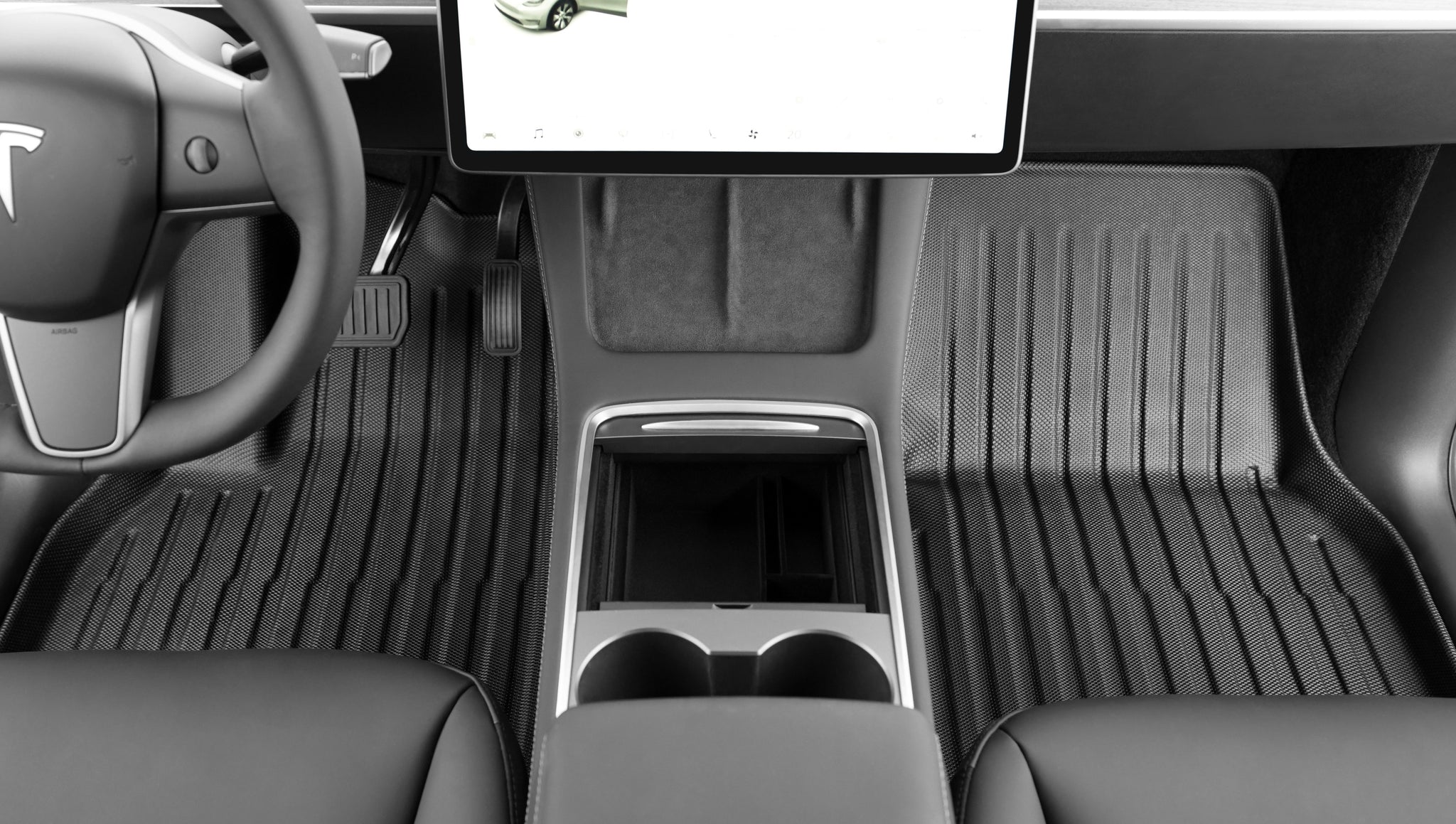 3W Kompatibel mit Rechtslenker Tesla Model Y 2021–2024 TPE  Allwetter-Fußmatten, doppellagig, wasserdicht, rutschfest, leicht zu  reinigen